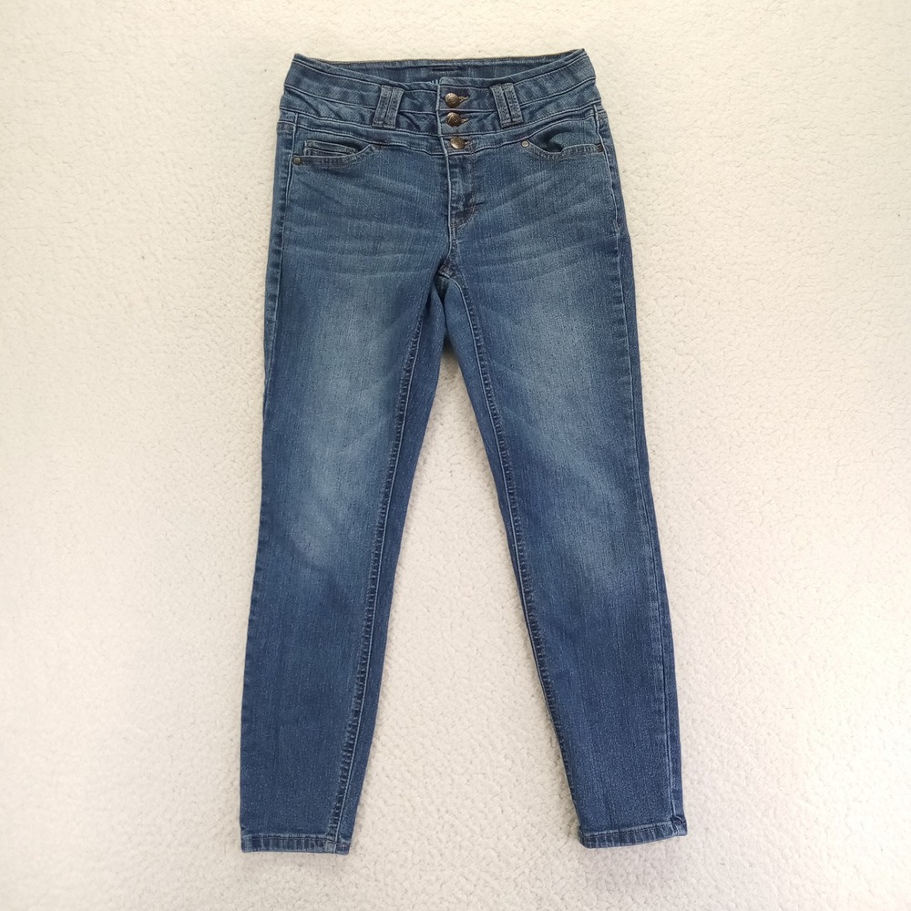 Blue Spice Womens Size 5 Skinny Jeans Medium Wash High Rise Triple Button Fly